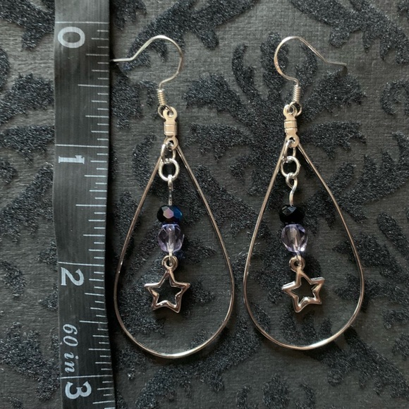 Sparkly Crystal Star Sterling Drop earrings - Picture 8 of 8